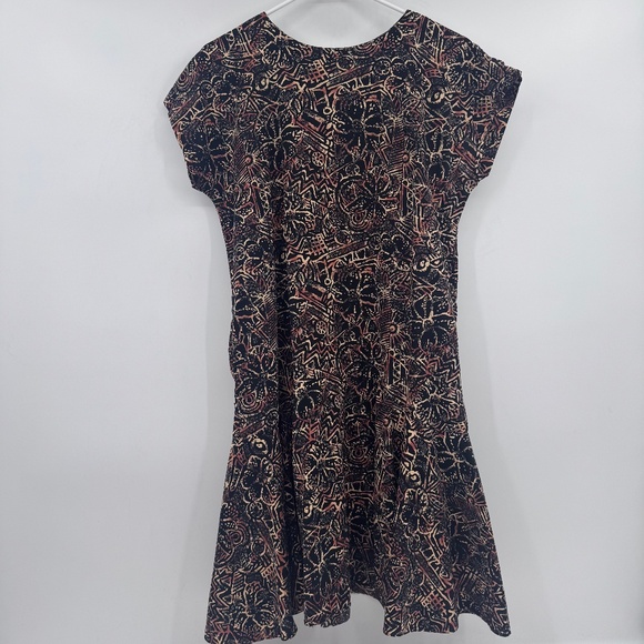 Hilo Hattie Dresses & Skirts - Hilo Hattie Dress Women Medium Brown Hawaiian Drop Waist 80s Cap Sleeve Vintage